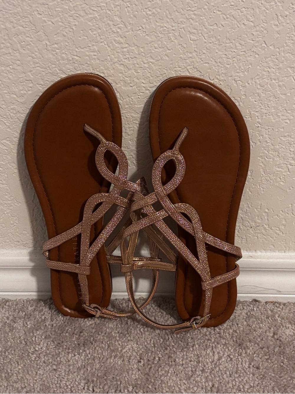 Women’s Glitter Strappy Sandals in Rose Gold